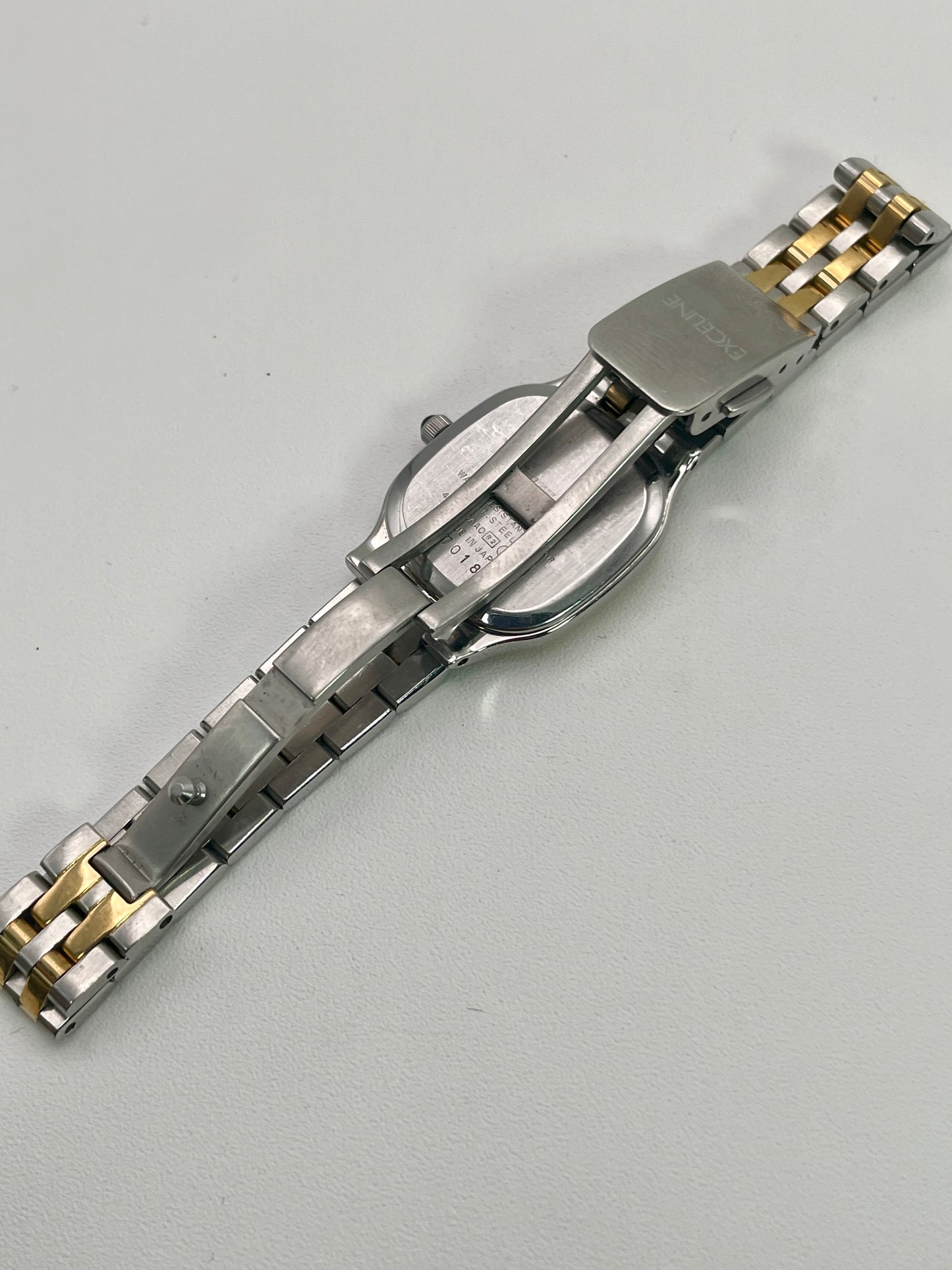 Seiko Exceline Square 4J41 Vintage Women's Watch in Steel and Gold