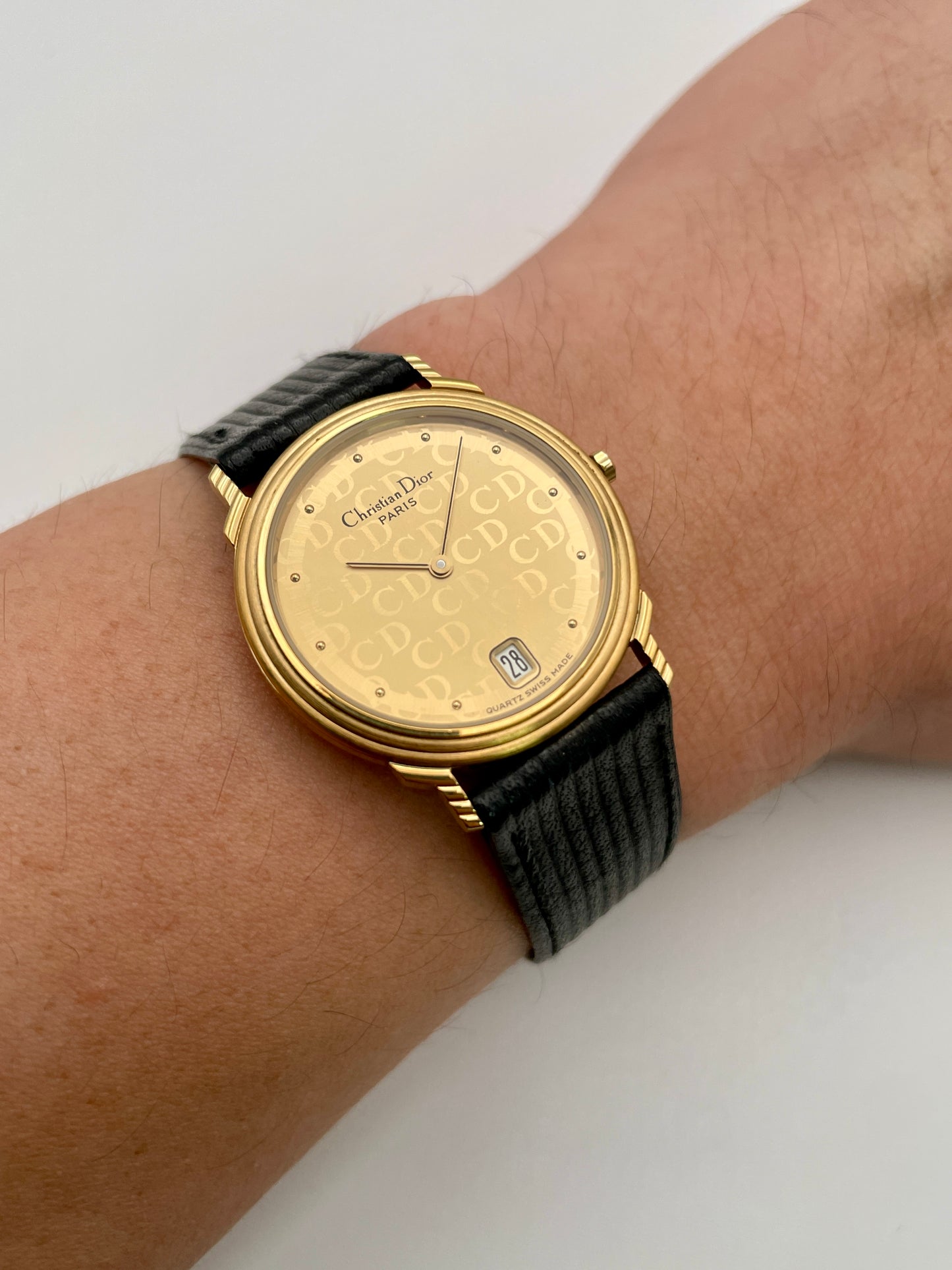 Christian Dior 45.122 vintage gold women's watch worn on wrist