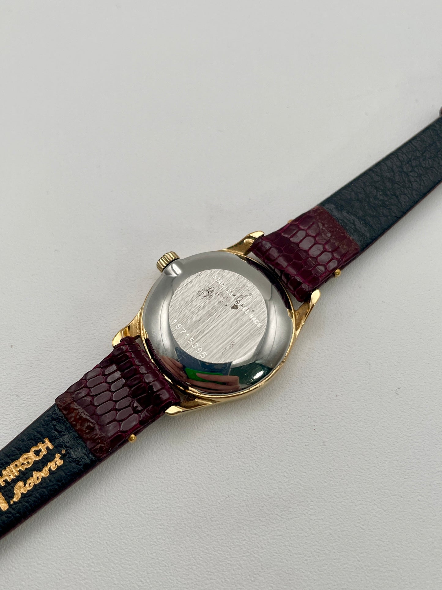 Caseback of the Longines Ref. 4139 vintage watch, highlighting its stainless steel back with engraved details.