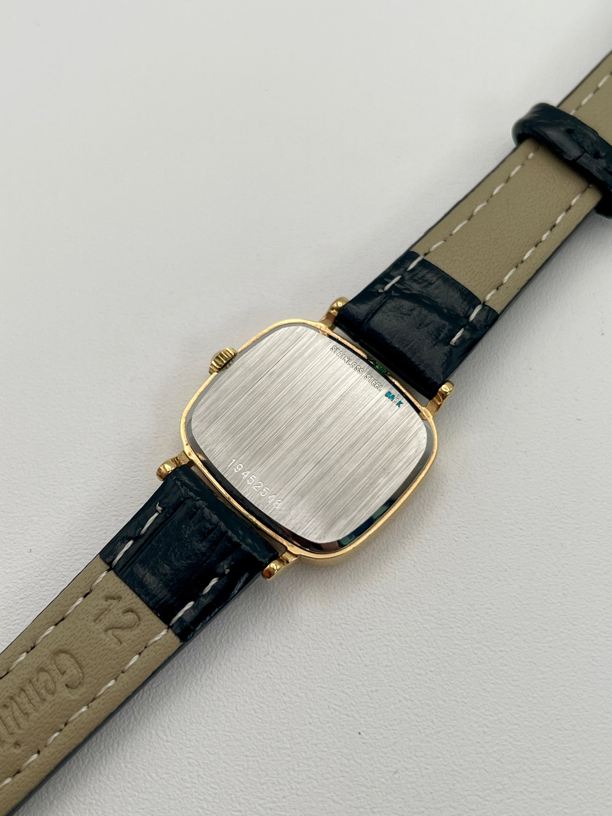 Caseback view of Longines vintage women's watch 6068.2 showing stainless steel back and reference number