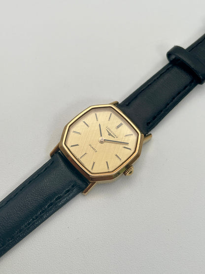 Longines Octagon Tapestry Dial Vintage Women's Watch in Gold