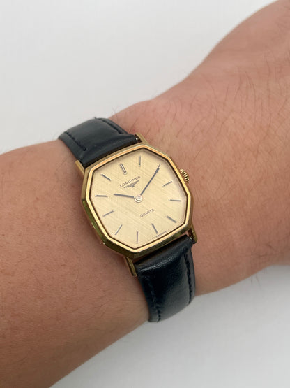 Longines Octagon Tapestry Dial Vintage Women's Watch in Gold