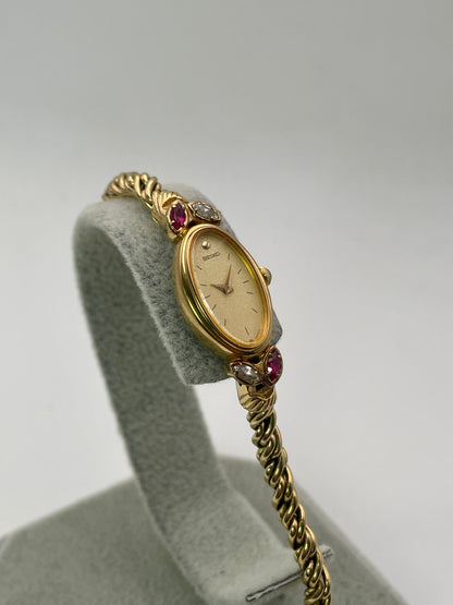 Seiko Rhinestone Bijou 1E20-5760 Vintage Women's Watch in Gold