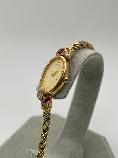 Seiko Rhinestone Bijou 1E20-5760 Vintage Women's Watch in Gold