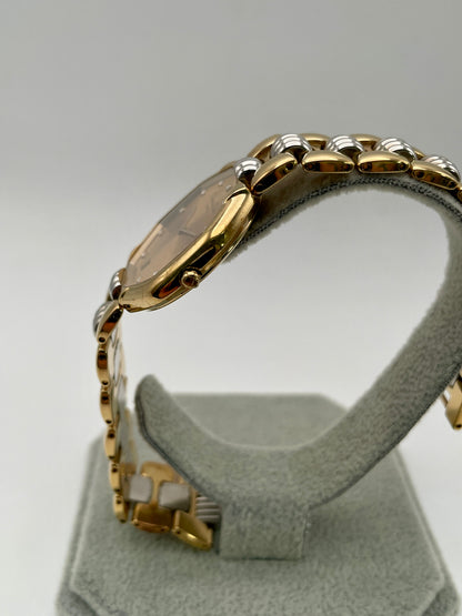 Left side view of Christian Dior Déposé Octagon Vintage Women's Watch, showcasing the gold crown and slim case profile.
