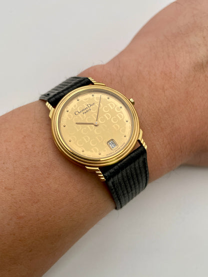 Christian Dior 45.122 vintage gold women's watch worn on wrist
