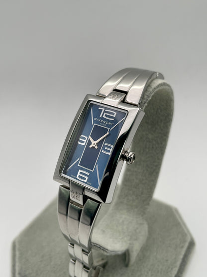 Angled front-right view highlighting the rectangular face and sleek integrated bracelet
