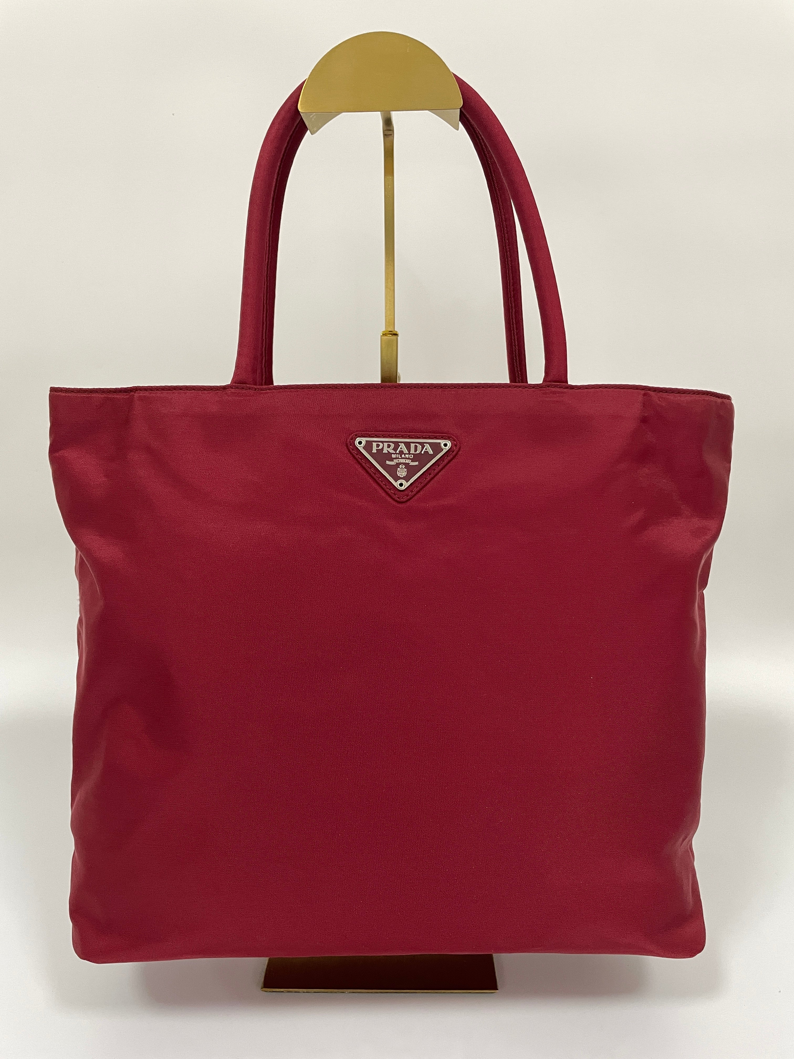 Prada tessuto red nylon bag sale