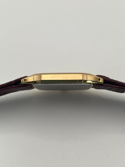 Side profile of the Seiko Exceline Decagon Watch highlighting the thin gold case.