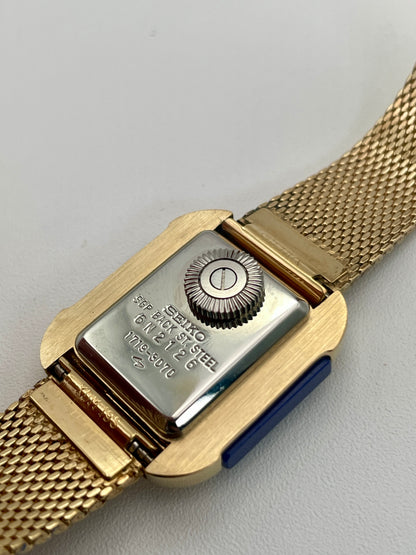 Close-up of the back case of Seiko Hidden Crown 1719-3070 watch with visible markings.