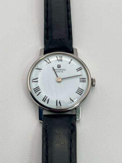 Front view of the Universal Geneve Ultra Thin watch displaying the clean dial with Roman numerals